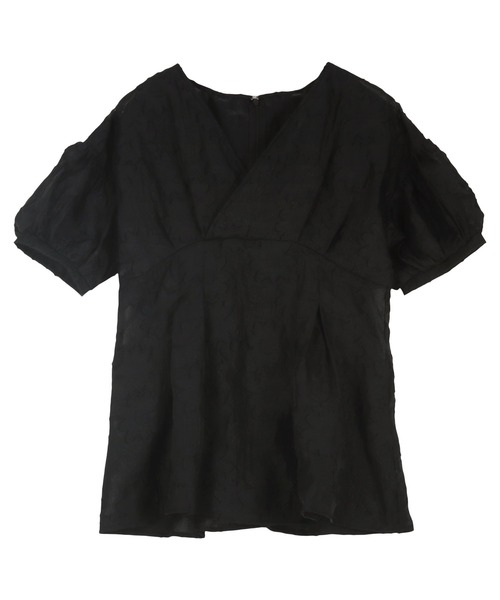 KOBE LETTUCE（コウベレタス）の「Vネックフラワージャガードシアーブラウス（シャツ/ブラウス・レディース・ブラック/イエロー/ベージュ・M）」の6枚目の写真