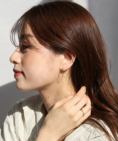 abaskdesign(アバスクデザイン)の「金属アレルギー対応 ロッドチェーンステンレスピアス(ピアス(両耳用)・レディース・シルバー/ゴールド・FREE)」の7枚目の写真