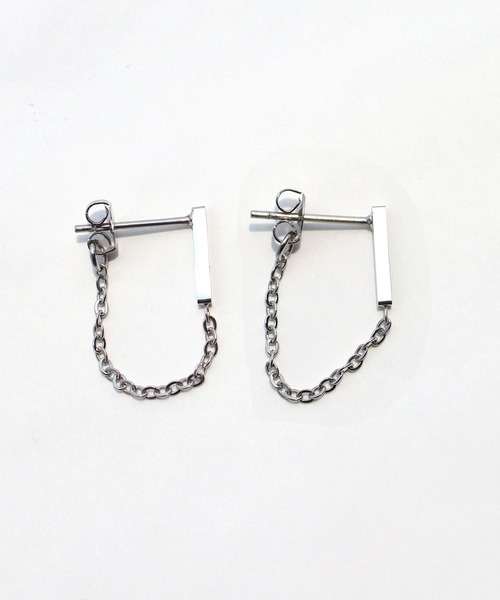 abaskdesign(アバスクデザイン)の「金属アレルギー対応 ロッドチェーンステンレスピアス(ピアス(両耳用)・レディース・シルバー/ゴールド・FREE)」の13枚目の写真