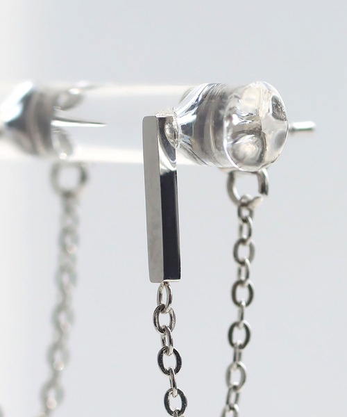 abaskdesign(アバスクデザイン)の「金属アレルギー対応 ロッドチェーンステンレスピアス(ピアス(両耳用)・レディース・シルバー/ゴールド・FREE)」の11枚目の写真