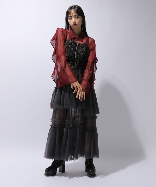 HARE（ハレ）の「2WAYデザインビスチェ(HARE)（ベスト・レディース・シルバー/ブラック・FREE）」の4枚目の写真