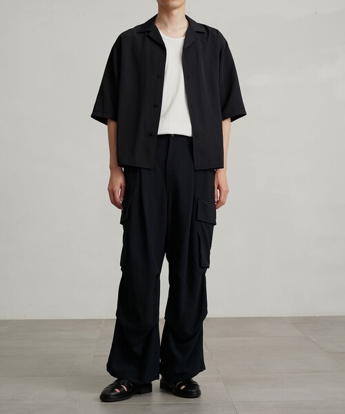 セール】サテンライクシルキーSSオープンシャツ（シャツ