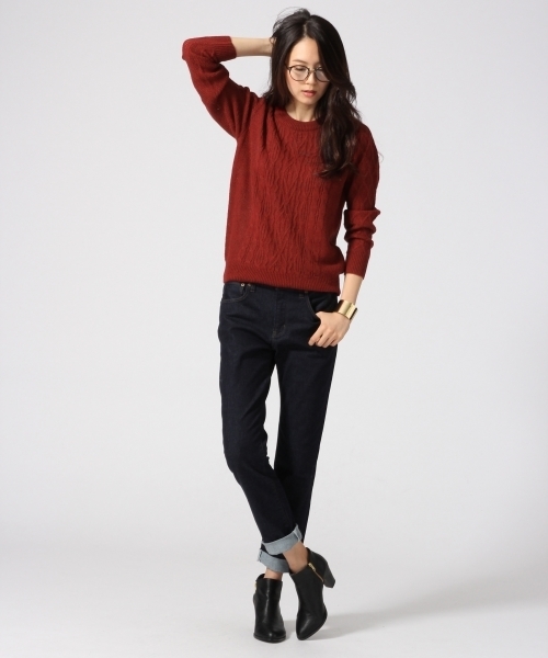 GLOBAL WORK（グローバルワーク）の「7ゲージイタリアケーブルプルオーバー長袖/563013（ニット/セーター・レディース・グリーン/ワインレッド/ネイビー/ホワイト/グレー/ダークグレー/ライトベージュ・SMALL/MEDIUM/LARGE）」の11枚目の写真