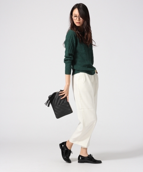 GLOBAL WORK（グローバルワーク）の「7ゲージイタリアケーブルプルオーバー長袖/563013（ニット/セーター・レディース・グリーン/ワインレッド/ネイビー/ホワイト/グレー/ダークグレー/ライトベージュ・SMALL/MEDIUM/LARGE）」の19枚目の写真