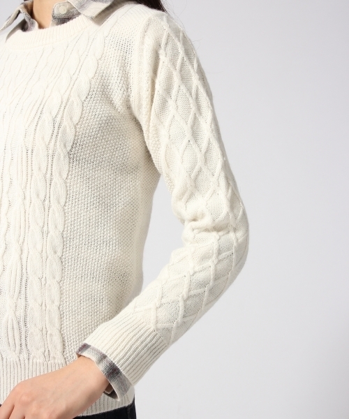 GLOBAL WORK（グローバルワーク）の「7ゲージイタリアケーブルプルオーバー長袖/563013（ニット/セーター・レディース・グリーン/ワインレッド/ネイビー/ホワイト/グレー/ダークグレー/ライトベージュ・SMALL/MEDIUM/LARGE）」の13枚目の写真