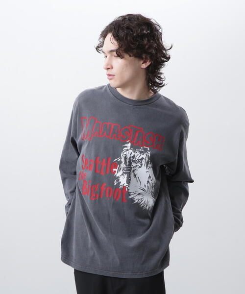 MANASTASH(マナスタッシュ)の「MANASTASH/マナスタッシュ/PUMICE L/S TEE BIG FOOT(Tシャツ/カットソー・メンズ・バイオレット/ホワイト/ブラック・M/S/XL/L)」の2枚目の写真