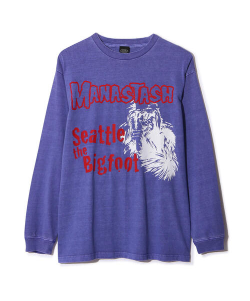 MANASTASH(マナスタッシュ)の「MANASTASH/マナスタッシュ/PUMICE L/S TEE BIG FOOT(Tシャツ/カットソー・メンズ・バイオレット/ホワイト/ブラック・M/S/XL/L)」の5枚目の写真