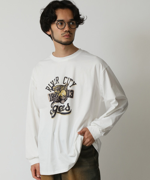 ARCADE(アーケード)の「タイガーカレッジロゴ プリント ロングスリーブ Tシャツ(Tシャツ/カットソー・メンズ・ホワイト/ブラック・FREE)」の4枚目の写真