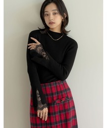Re:EDIT | [2024-25 WINTER COLLECTION]袖レースレイヤードフレアスリーブニットトップス(ニット/セーター)