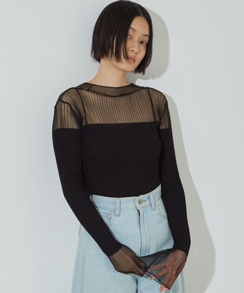 【セール】【iocus】シアーボーダーニット（ニット/セーター）｜NOMINE（ノミネ）