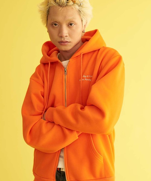 CORPUS　SELECT（コーパストーキョー）の「【PA RAPPA THE RAPPER/パラッパラッパー】パラッパ x ミスタープリンスフリースワローロゴプリント F/Z パーカー（パーカー・メンズ・オレンジ/グレー/ブラック・L/M）」の3枚目の写真