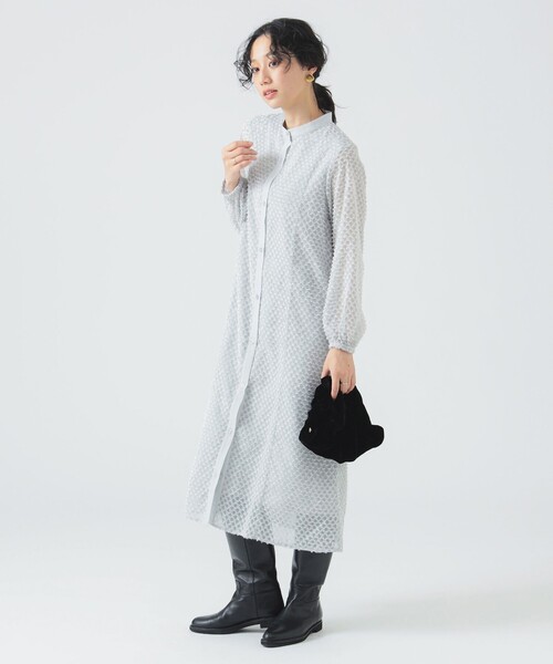 B:MING by BEAMS（ビーミングバイビームス）の「ジャカード シャツ ワンピース（S～M）（シャツワンピース・レディース・ブラック/ライトグレー・MEDIUM/SMALL）」の3枚目の写真