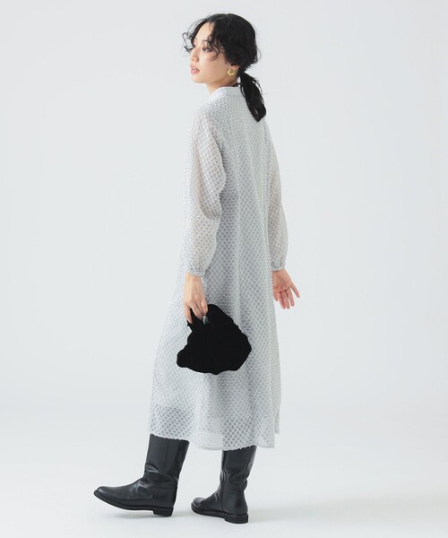 B:MING by BEAMS（ビーミングバイビームス）の「ジャカード シャツ ワンピース（S～M）（シャツワンピース・レディース・ブラック/ライトグレー・MEDIUM/SMALL）」の4枚目の写真