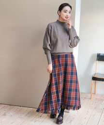 チェック柄 ツイード ロングスカート