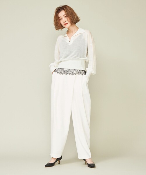 conte（コンテ）の「＜conte＞アシンメトリー タックパンツ WHITE 