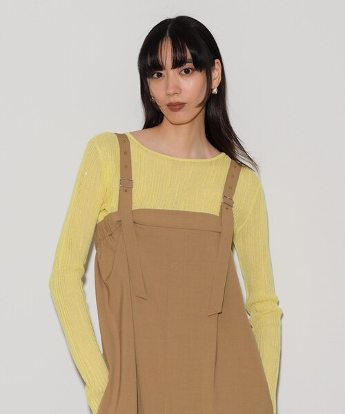 GALLEST(ギャレスト)の「◆シアースパンコールニット(ニット/セーター・レディース・アイボリー/グレー/ブラック/イエロー系その他/パープル・38)」の1枚目の写真