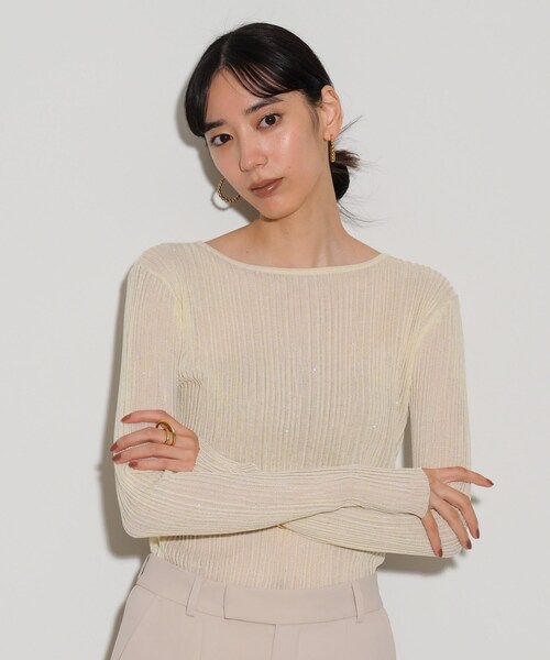 GALLEST(ギャレスト)の「◆シアースパンコールニット(ニット/セーター・レディース・アイボリー/グレー/ブラック/イエロー系その他/パープル・38)」の2枚目の写真