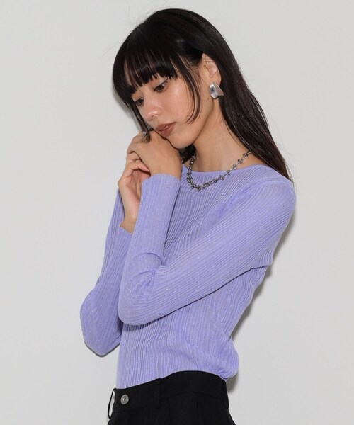 GALLEST(ギャレスト)の「◆シアースパンコールニット(ニット/セーター・レディース・アイボリー/グレー/ブラック/イエロー系その他/パープル・38)」の17枚目の写真