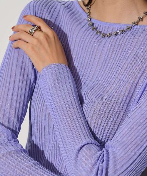 GALLEST(ギャレスト)の「◆シアースパンコールニット(ニット/セーター・レディース・アイボリー/グレー/ブラック/イエロー系その他/パープル・38)」の19枚目の写真