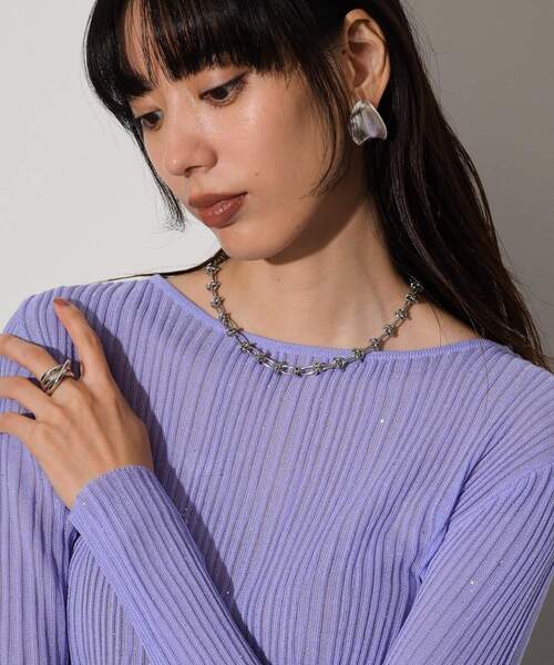 GALLEST(ギャレスト)の「◆シアースパンコールニット(ニット/セーター・レディース・アイボリー/グレー/ブラック/イエロー系その他/パープル・38)」の20枚目の写真