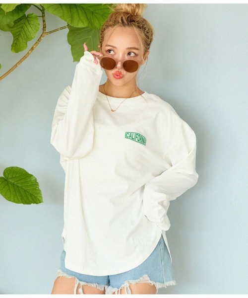 anap mimpi(アナップミンピ)の「CALIFORNIA ロゴラウンドヘム 長袖 ビッグ ロンT(Tシャツ/カットソー・レディース・ブラック/オフホワイト/ブラウン・FREE)」の5枚目の写真