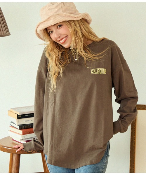 anap mimpi(アナップミンピ)の「CALIFORNIA ロゴラウンドヘム 長袖 ビッグ ロンT(Tシャツ/カットソー・レディース・ブラック/オフホワイト/ブラウン・FREE)」の21枚目の写真