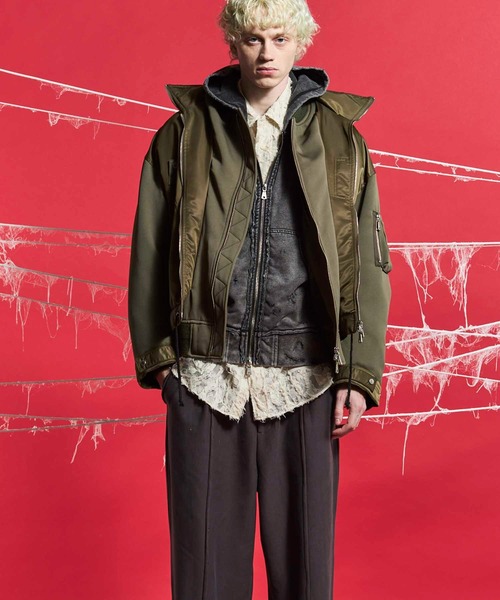 MAISON SPECIAL（メゾンスペシャル）の「《UNISEX》Prime-Over Docking Stand Collar Blouson/プライムオーバードッキングスタンドカラーブルゾン【MAISON SPECIAL/メゾンスペシャル】（ミリタリージャケット・メンズ・カーキ/ブラック・2/1）」の6枚目の写真