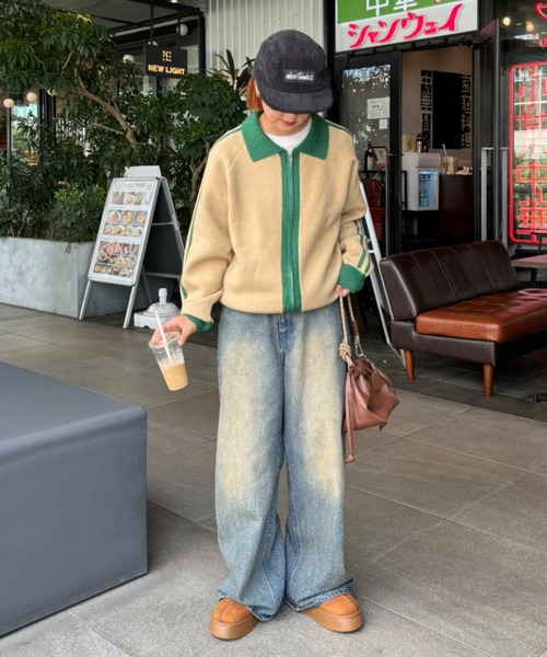 CIAOPANIC TYPY(チャオパニックティピー)の「【UNISEX】衿付きラインジップニット/WEB限定(ニット/セーター・メンズ・グレー/ベージュ/オレンジ・MEDIUM/LARGE)」の13枚目の写真