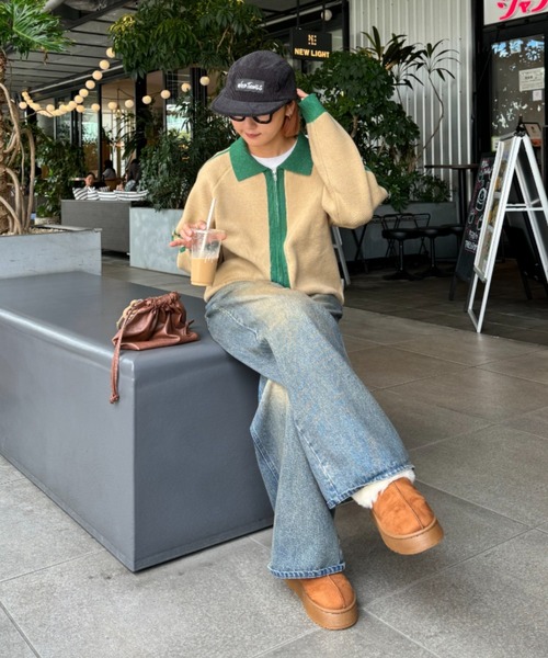 CIAOPANIC TYPY(チャオパニックティピー)の「【UNISEX】衿付きラインジップニット/WEB限定(ニット/セーター・メンズ・グレー/ベージュ/オレンジ・MEDIUM/LARGE)」の12枚目の写真