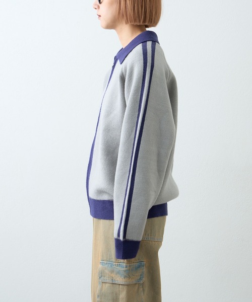 CIAOPANIC TYPY(チャオパニックティピー)の「【UNISEX】衿付きラインジップニット/WEB限定(ニット/セーター・メンズ・グレー/ベージュ/オレンジ・MEDIUM/LARGE)」の21枚目の写真
