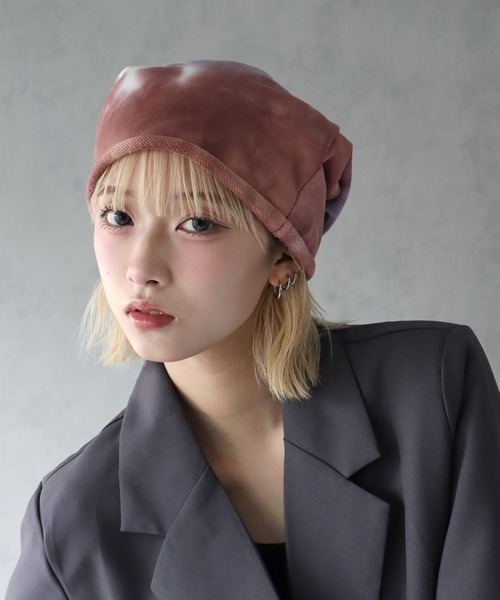 BARELY BLUE（ベアリーブルー）の「【 BARELY BLUE / ベアリーブルー 】 タイダイ ルーズシルエット ビーニー（ニットキャップ/ビーニー・レディース・ピンク/ブルー/ブラック/マルチ・FREE）」の4枚目の写真