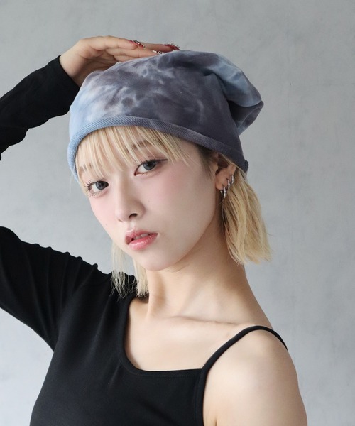 BARELY BLUE（ベアリーブルー）の「【 BARELY BLUE / ベアリーブルー 】 タイダイ ルーズシルエット ビーニー（ニットキャップ/ビーニー・レディース・ピンク/ブルー/ブラック/マルチ・FREE）」の16枚目の写真