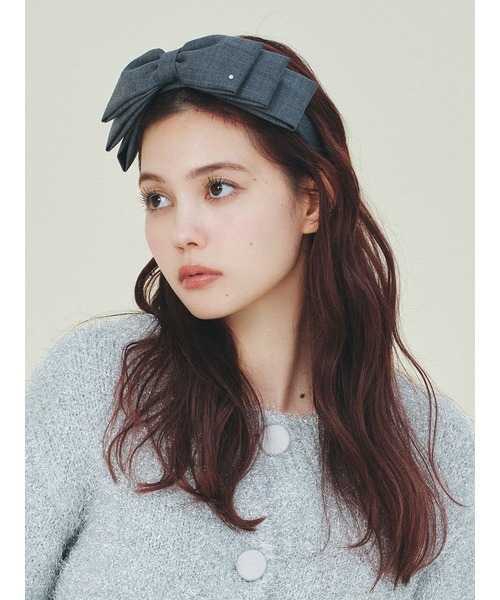 リボンフリンジカチューシャ　リリーブラウン　黒　ブラック　タグ付き　美品　綺麗め リリーブラウン LILY BROWN リボンフリンジカチューシャ （BLK