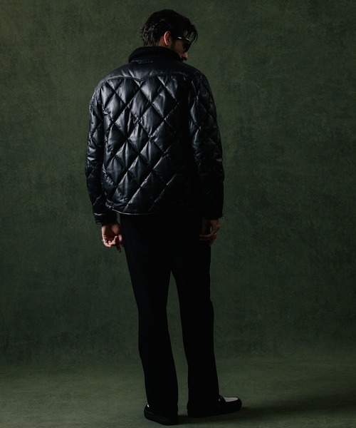 CRIMIE(クライミー)の「DIAMOND QUILT LAMB LEATHER DOWN JACKET / ダイヤ柄キルトラムレザー ダウンジャケット(ダウンジャケット/コート・メンズ・ブラック/ネイビー・XXL/XL/L/M/S)」の20枚目の写真