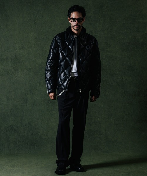 CRIMIE(クライミー)の「DIAMOND QUILT LAMB LEATHER DOWN JACKET / ダイヤ柄キルトラムレザー ダウンジャケット(ダウンジャケット/コート・メンズ・ブラック/ネイビー・XXL/XL/L/M/S)」の22枚目の写真