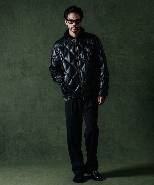 CRIMIE(クライミー)の「DIAMOND QUILT LAMB LEATHER DOWN JACKET / ダイヤ柄キルトラムレザー ダウンジャケット(ダウンジャケット/コート・メンズ・ブラック/ネイビー・XXL/XL/L/M/S)」の21枚目の写真