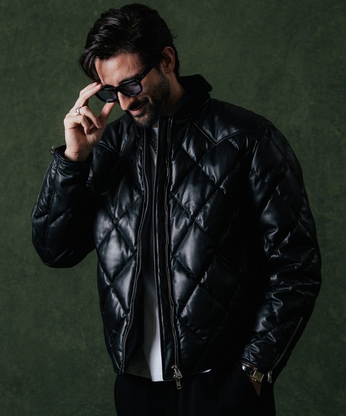 CRIMIE(クライミー)の「DIAMOND QUILT LAMB LEATHER DOWN JACKET / ダイヤ柄キルトラムレザー ダウンジャケット(ダウンジャケット/コート・メンズ・ブラック/ネイビー・XXL/XL/L/M/S)」の17枚目の写真