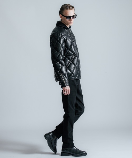 CRIMIE（クライミー）の「DIAMOND QUILT LAMB LEATHER DOWN JACKET / ダイヤ柄キルトラムレザー ダウンジャケット（ダウンジャケット/コート・メンズ・ブラック・XXL/XL/L/M）」の5枚目の写真