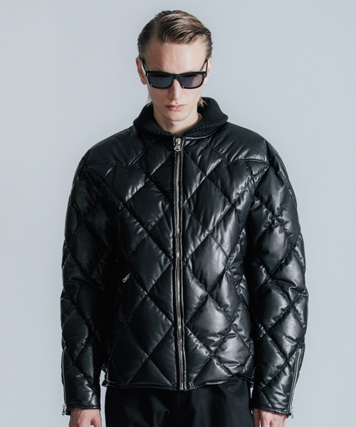 CRIMIE(クライミー)の「DIAMOND QUILT LAMB LEATHER DOWN JACKET / ダイヤ柄キルトラムレザー ダウンジャケット(ダウンジャケット/コート・メンズ・ブラック/ネイビー・XXL/XL/L/M/S)」の13枚目の写真