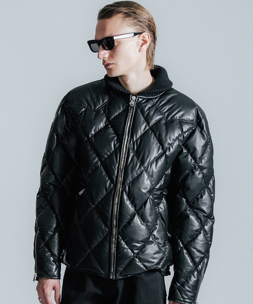 CRIMIE(クライミー)の「DIAMOND QUILT LAMB LEATHER DOWN JACKET / ダイヤ柄キルトラムレザー ダウンジャケット(ダウンジャケット/コート・メンズ・ブラック/ネイビー・XXL/XL/L/M/S)」の12枚目の写真