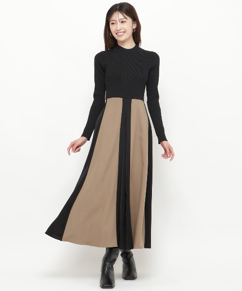 AND COUTURE(アンドクチュール)の「配色ドッキングワンピース(ワンピース・レディース・ネイビー/ブラック・FREE)」の2枚目の写真
