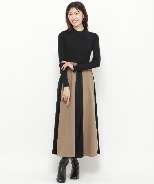 AND COUTURE(アンドクチュール)の「配色ドッキングワンピース(ワンピース・レディース・ネイビー/ブラック・FREE)」の4枚目の写真