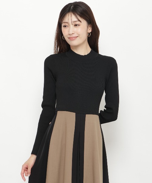 AND COUTURE(アンドクチュール)の「配色ドッキングワンピース(ワンピース・レディース・ネイビー/ブラック・FREE)」の5枚目の写真