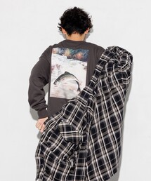 Foxfire/フォックスファイヤー 別注 Foxfire プリントクルーネック スウェット/カタログトラウト/バックプリント/リラックスフィット
