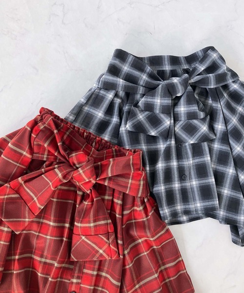 AS KNOW AS plus（アズノゥアズプラス）の「◇巻きシャツ風デザインミニスカート（スカート・レディース・ブラック系/レッド系・FREE）」の16枚目の写真