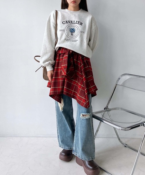 AS KNOW AS plus（アズノゥアズプラス）の「◇巻きシャツ風デザインミニスカート（スカート・レディース・ブラック系/レッド系・FREE）」の11枚目の写真