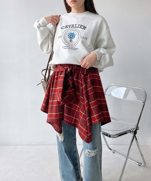 AS KNOW AS plus（アズノゥアズプラス）の「◇巻きシャツ風デザインミニスカート（スカート・レディース・ブラック系/レッド系・FREE）」の8枚目の写真