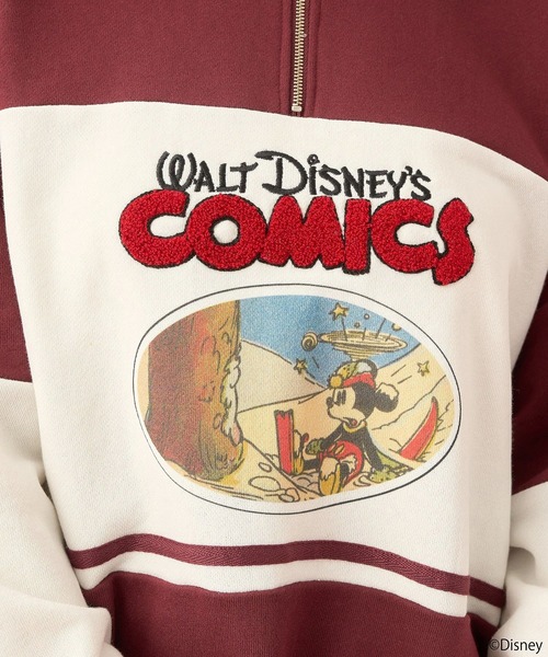 セール】Disney/レトロコミックハーフzipスウェット（スウェット