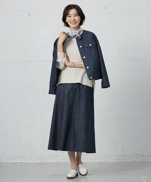 J.PRESS Ladies(J.プレス レディス)の「【洗える】セルロースシャンブレー フレアー スカート(スカート・レディース・ネイビー系/ブルー系・XXS/XS/S)」の13枚目の写真
