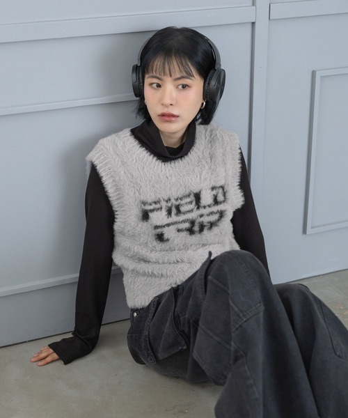 3.3 Field Trip (3.3フィールドトリップ)の「3.3 Field Trip/フェザーミニベスト(ベスト・レディース・グレー/ブラック・FREE)」の2枚目の写真